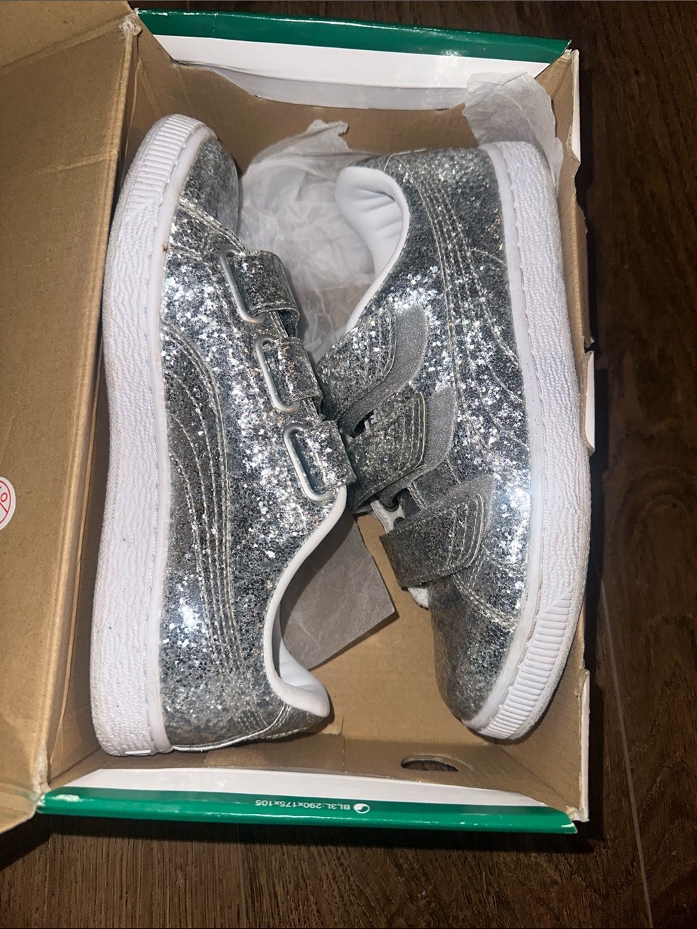 Puma womens Glitter Velcro Sneakers - Silver